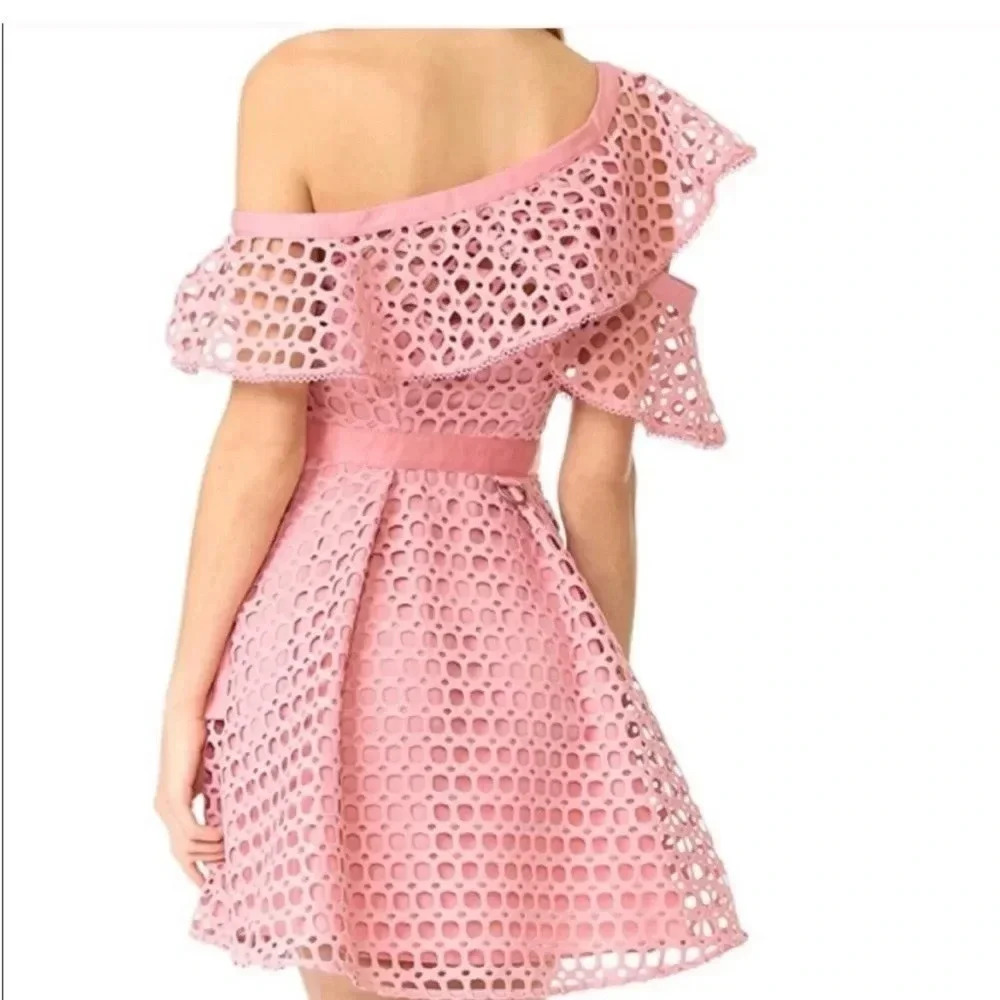Self Portrait Asymmetric Pink Frill Flutter Ruffl… - image 3